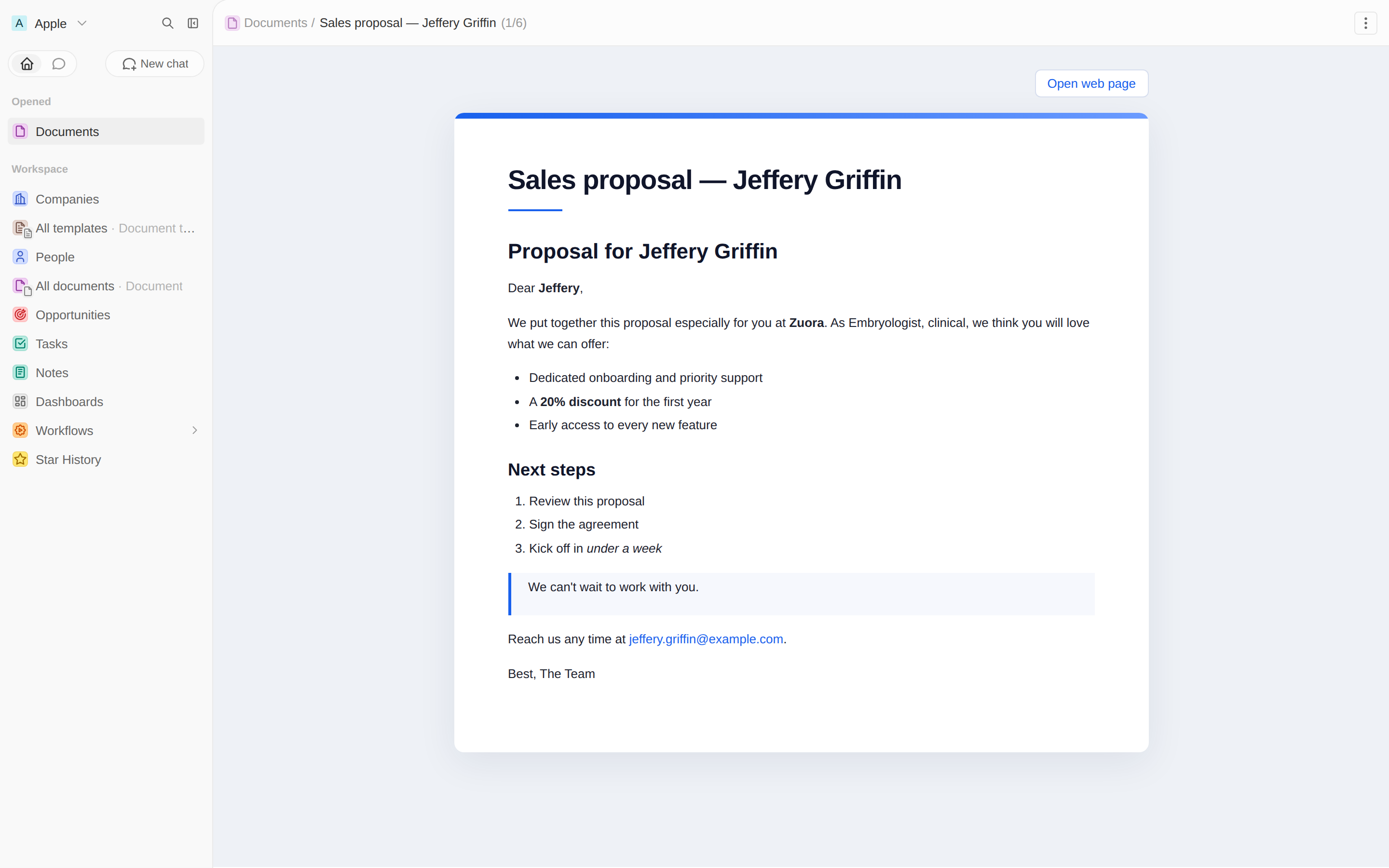 Document viewer front component in a record-page tab